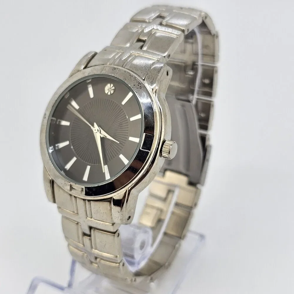 Men's Diamond Watch 40MM Black Dial Gray Bracelet Band 8